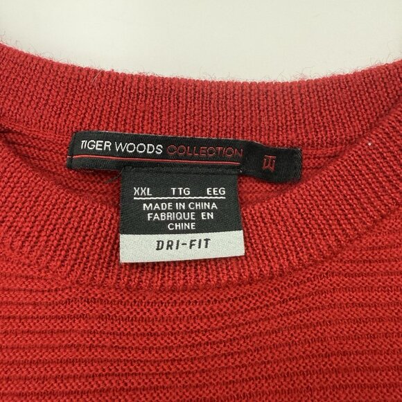 Nike Tiger Woods Sweater Mens XXL Red Wool Engineered Long Sleeve Crew Neck - Picture 5 of 7